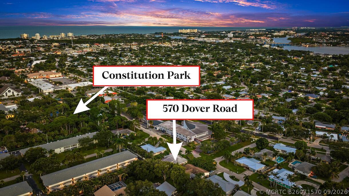 570 Dover Road Tequesta, FL 33469 - Photo 4 of 45 Aerial View - Constitution Park - Twilig