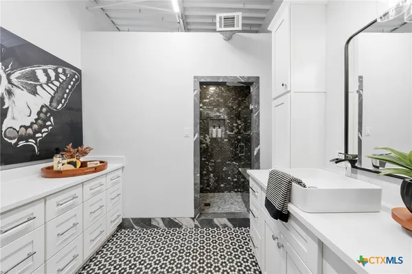 a bathroom with a shower