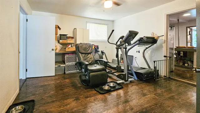 a view of a room with gym equipment