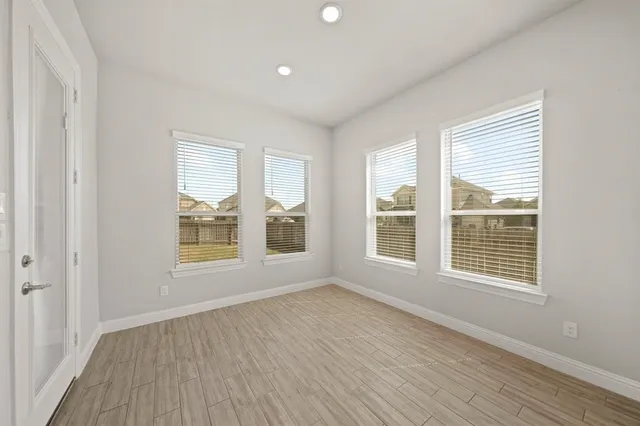 a view of an empty walk in closet