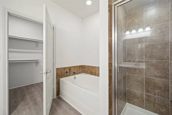 a bathroom with a bathtub