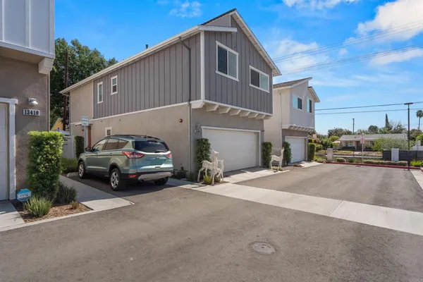 a car parked in front of a house