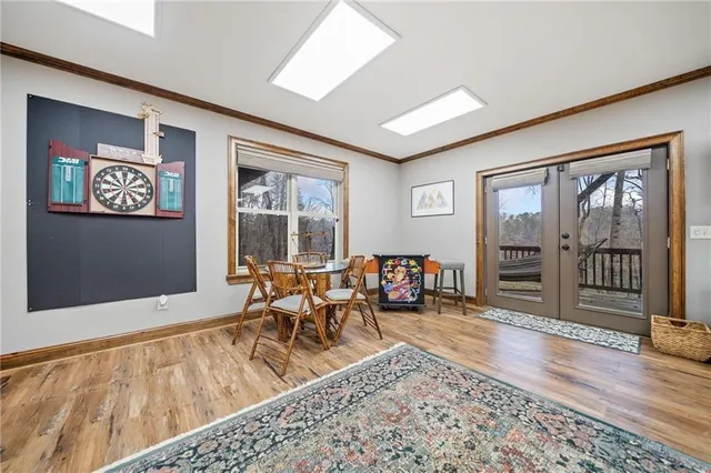 a view of a lake with a mountain in the background