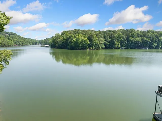 a view of a porch with wooden floor
