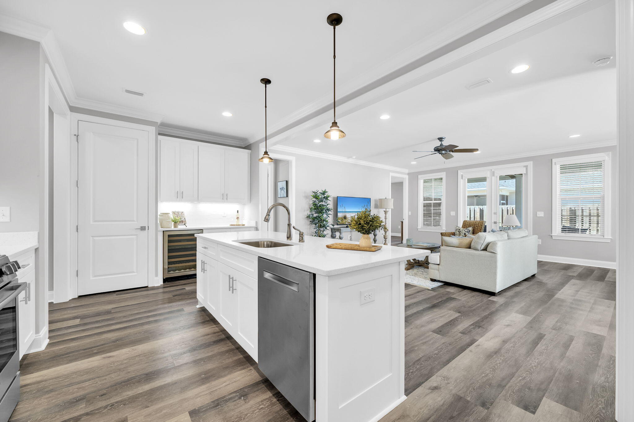 304 Windrow Way Inlet Beach Inlet Beach, FL 32461 - Photo 14 of 70 a large kitchen with kitchen island a white counter space a sink appliances and cabinets