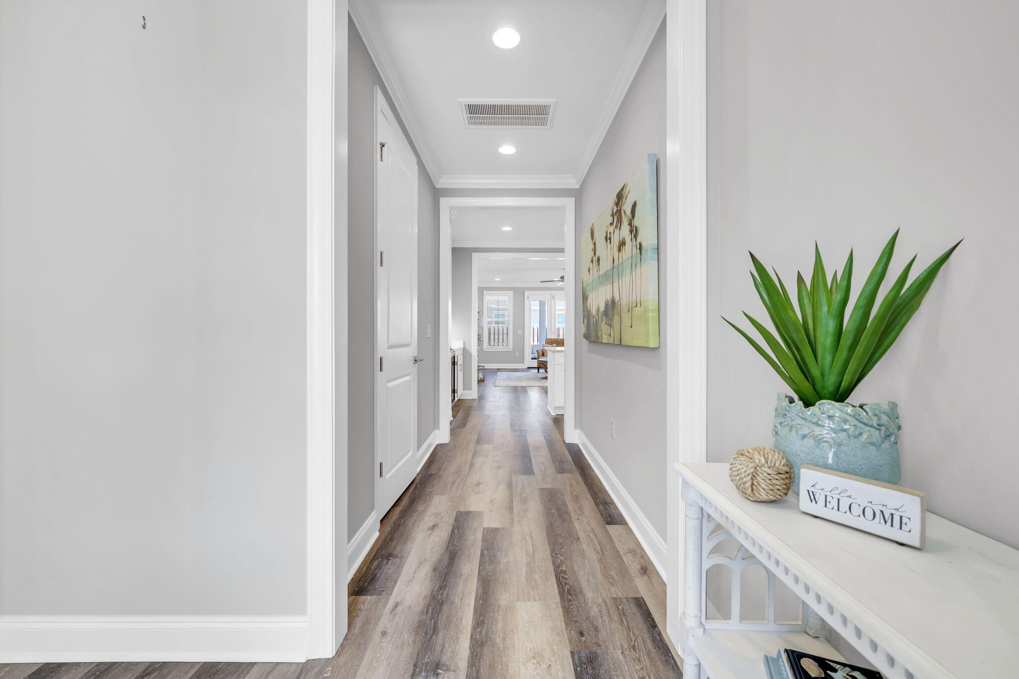 304 Windrow Way Inlet Beach Inlet Beach, FL 32461 - Photo 10 of 70 a view of a hallway to a livingroom with wooden floor and a potted plant