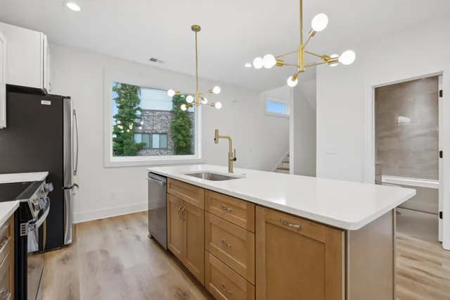 a bathroom with a bathtub