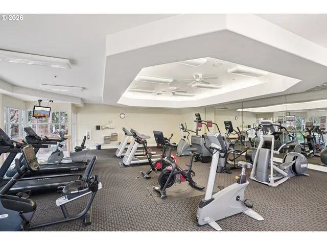 a view of a room with gym equipment