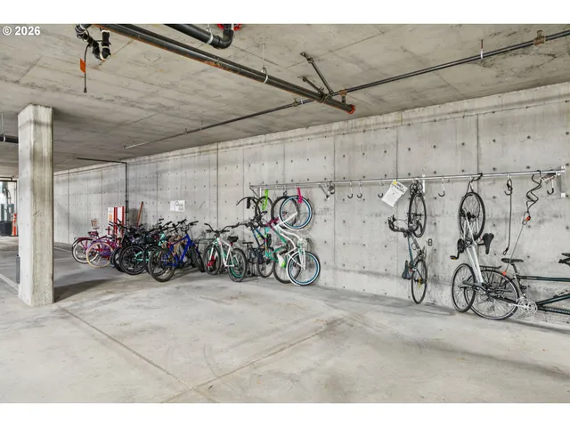 a view of a garage with a bike