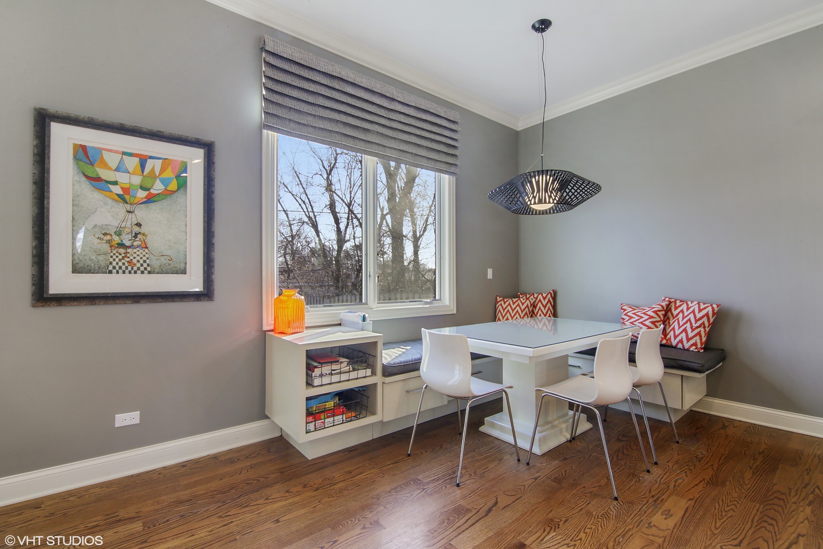 435 Ridge Road Highland Park, IL 60035 - Photo 7 of 30 a view of a workspace with furniture wooden floor and a chandelier