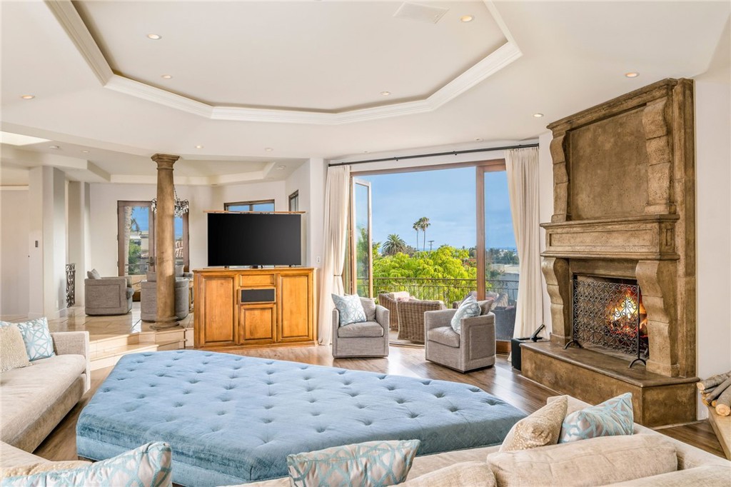 215 South Poinsettia Avenue Manhattan Beach, CA 90266 - Photo 15 of 64 a living room with furniture a flat screen tv and a fireplace