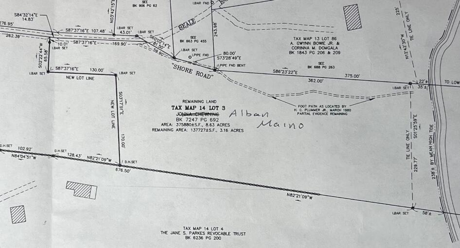 Map14-lot3 Beale Point Road Swans Island, ME 04685 - Photo 25 of 30 Survey showing new lot lines