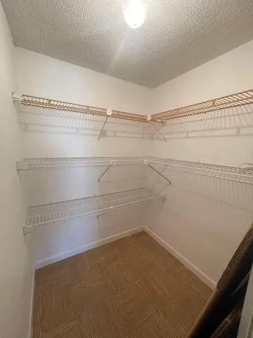 a view of a room with racks on the wall