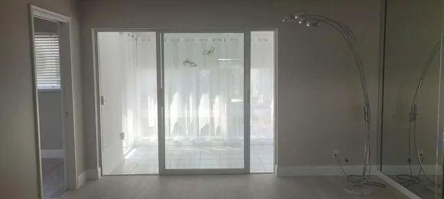 a view of a bathroom with a window