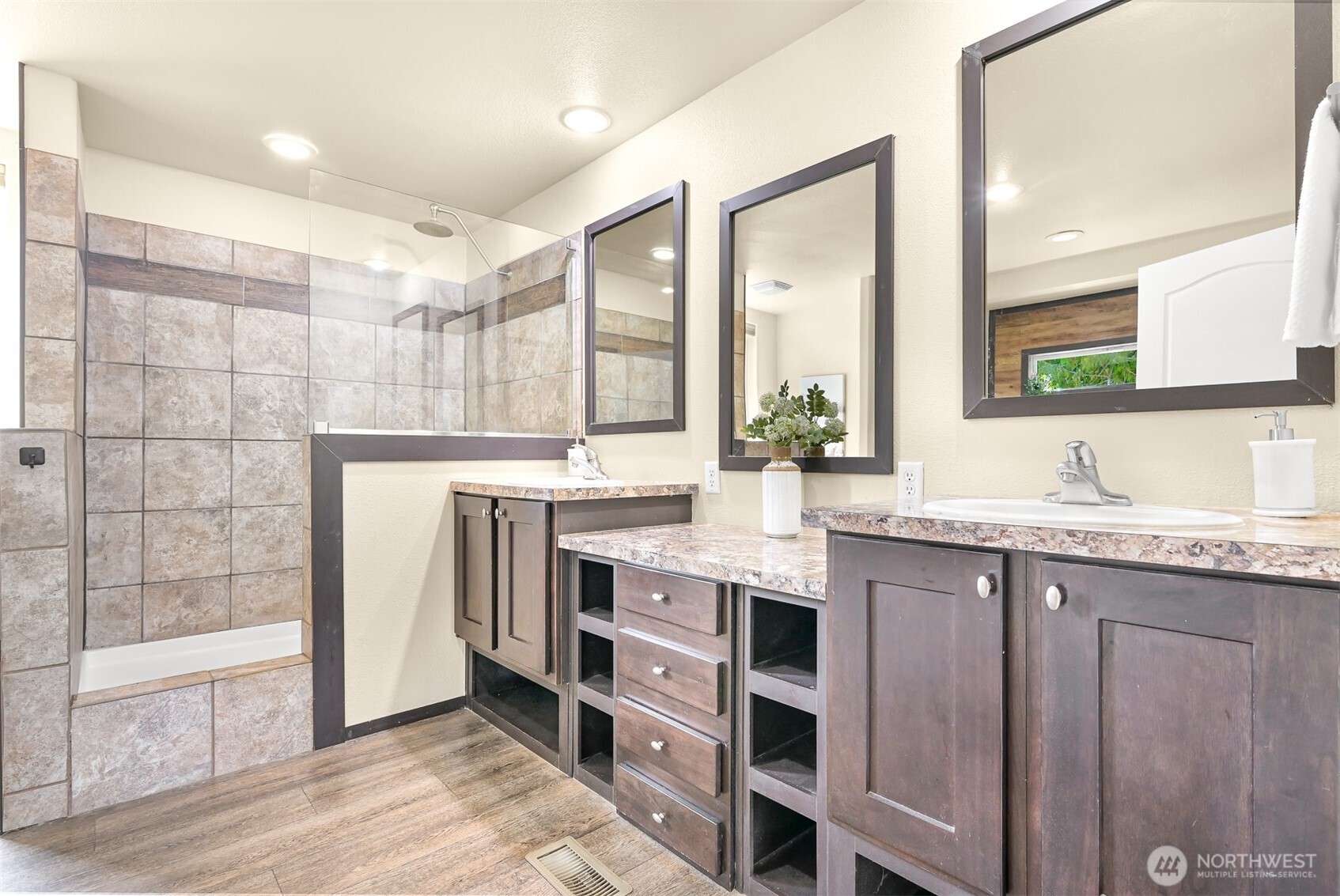 1229 West Axton Road Ferndale, WA 98248 - Photo 8 of 40 a bathroom with a granite countertop sink mirror and double