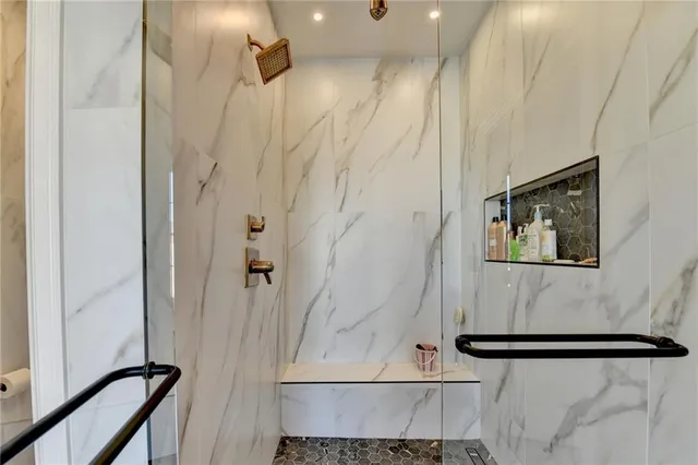 a view of a building with a street