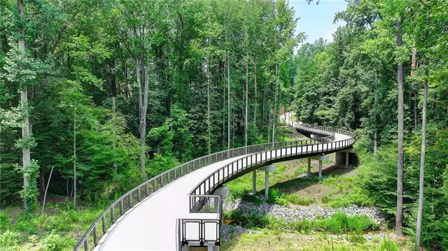 a view of a park with plants and trees