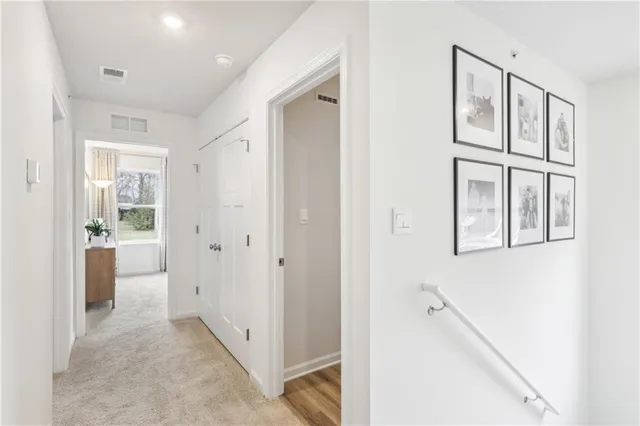 a view of elevator with hallway