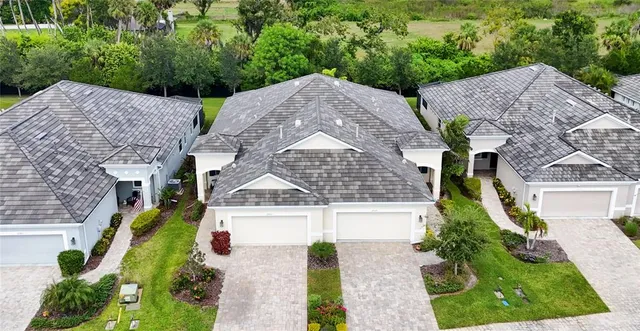 an aerial view of a house