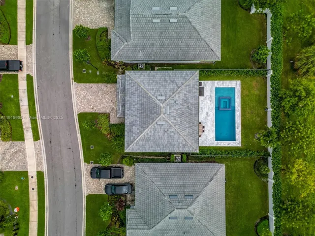 an aerial view of a house