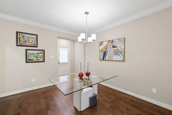 a room with table and window