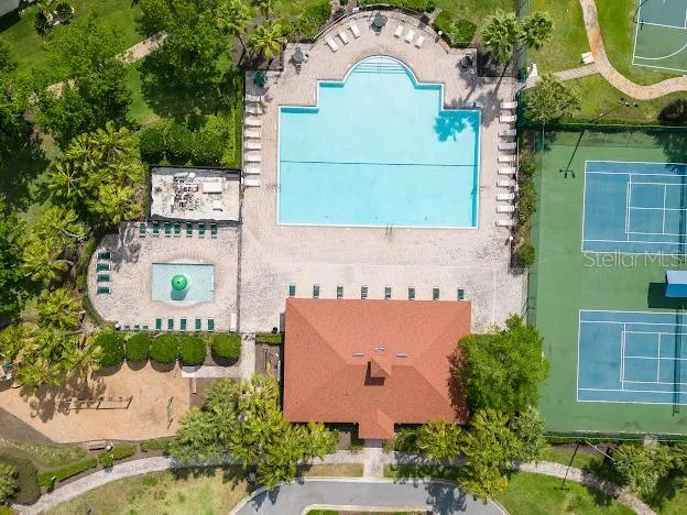 an aerial view of a house