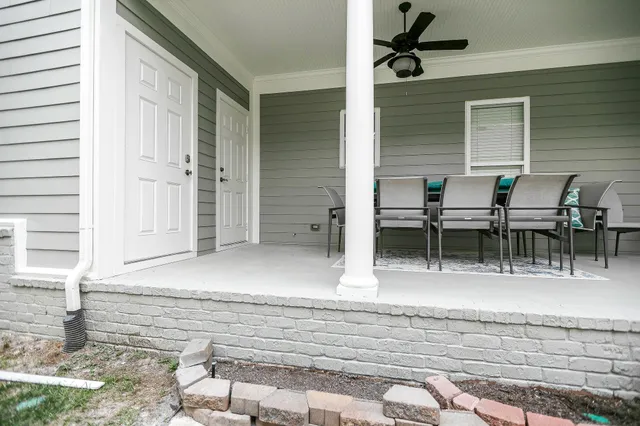 a view of outdoor space with seating area