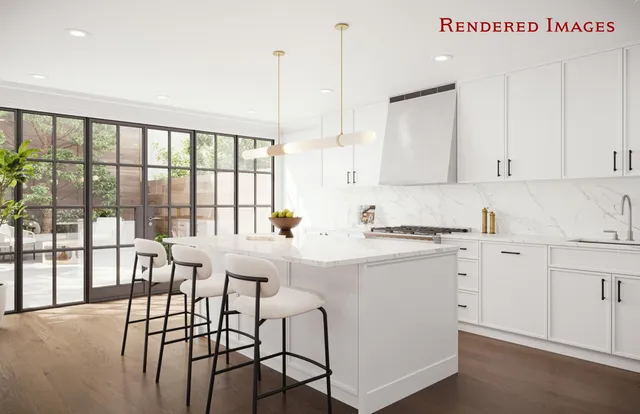 a kitchen with a sink and a refrigerator