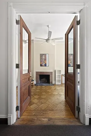 a city street lined with tall buildings