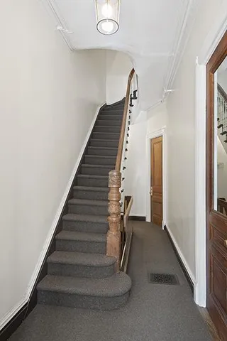 a living room with a fireplace