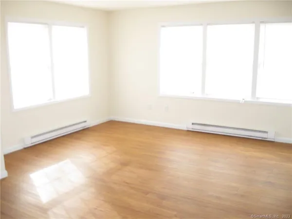 a view of a room with a window