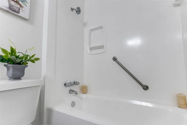 a bathroom with a bathtub