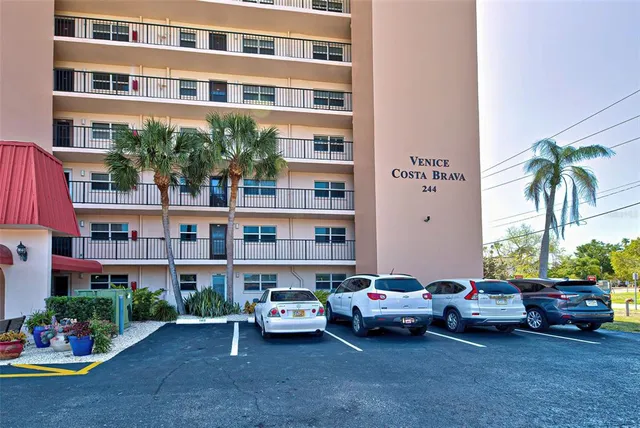 a car parked in front of a building