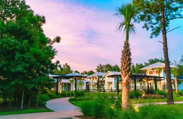 a view of an ocean with a big yard