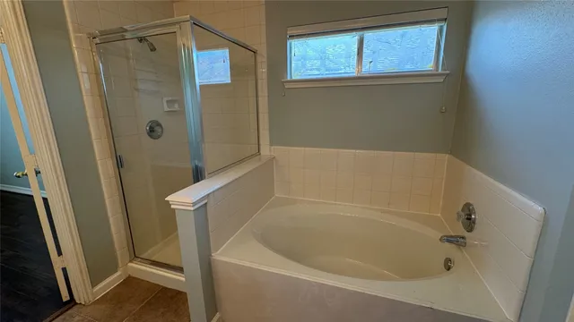 a bathroom with a bathtub
