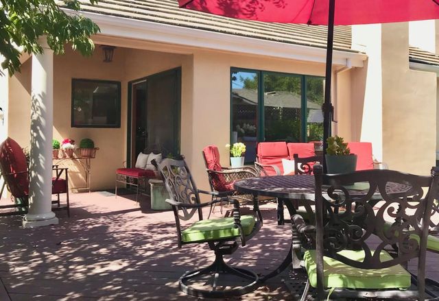 a view of outdoor seating