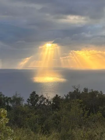 a view of lake and mountain