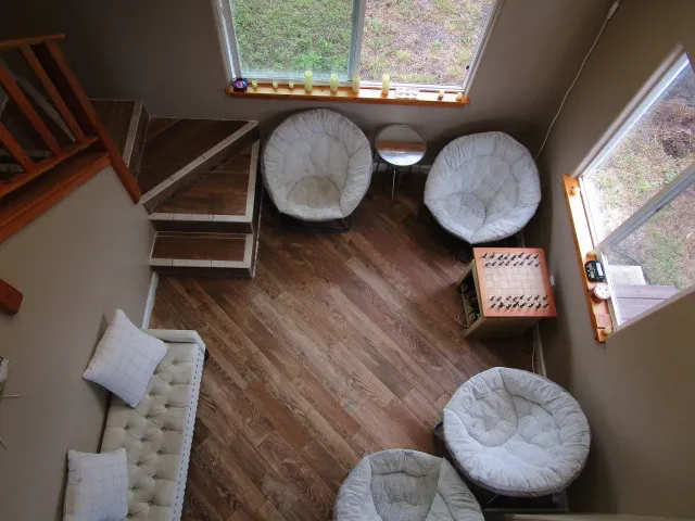 a view of entryway with wooden floor