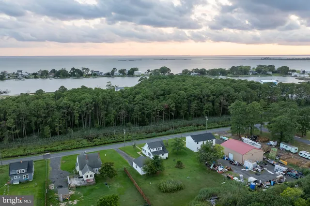 a view of a lake with a city