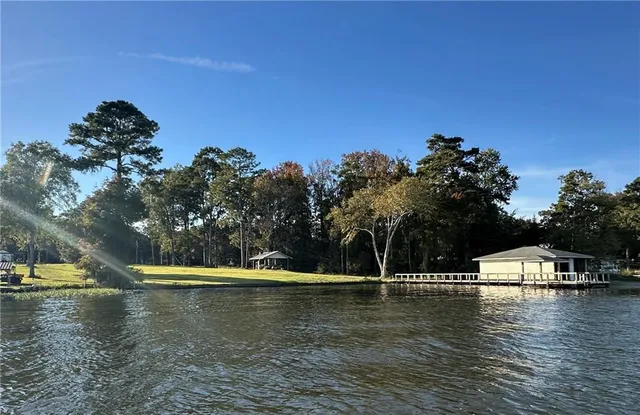 a view of a swimming pool with an outdoor space