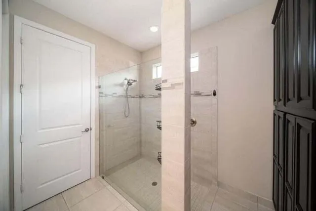 a bathroom with a shower