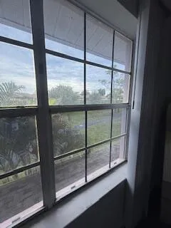 a view of a glass door