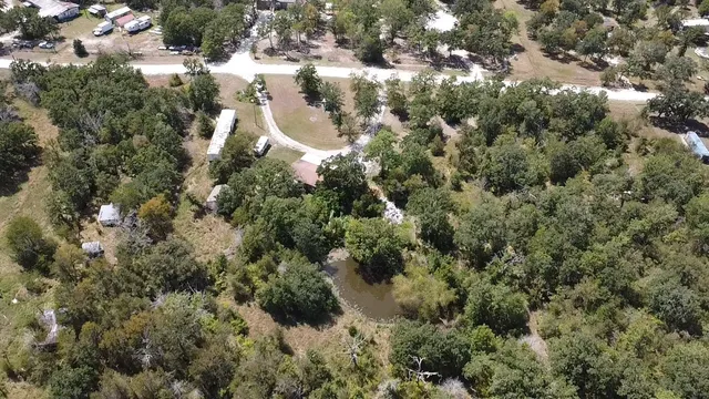 a view of a house in a forest