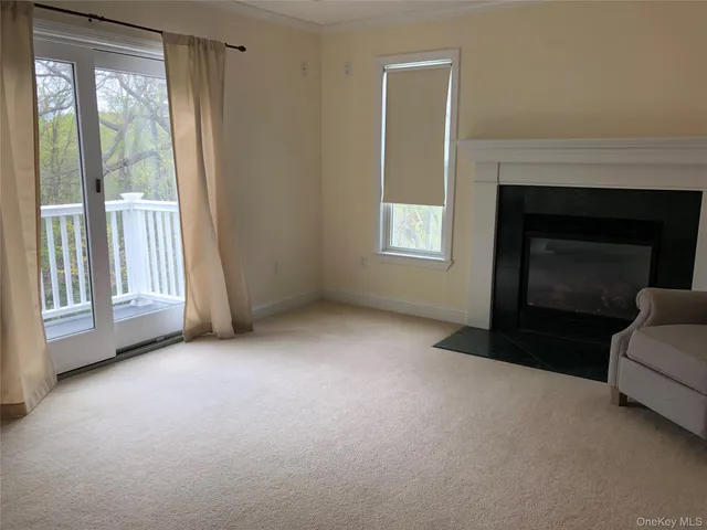 a view of livingroom with furniture and a fireplace