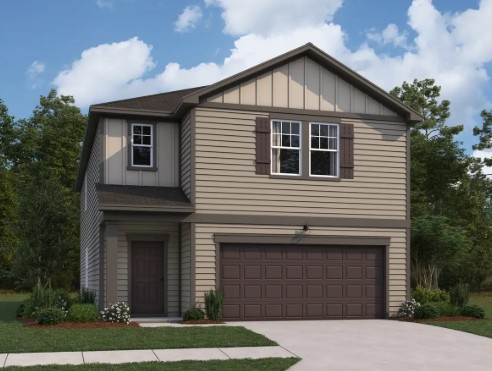 16041 Cowslip Way Austin, TX 78725 - Photo 2 of 26 a front view of a house with a yard and garage
