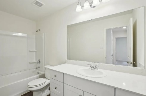 16041 Cowslip Way Austin, TX 78725 - Photo 24 of 26 a bathroom with a sink a toilet and shower