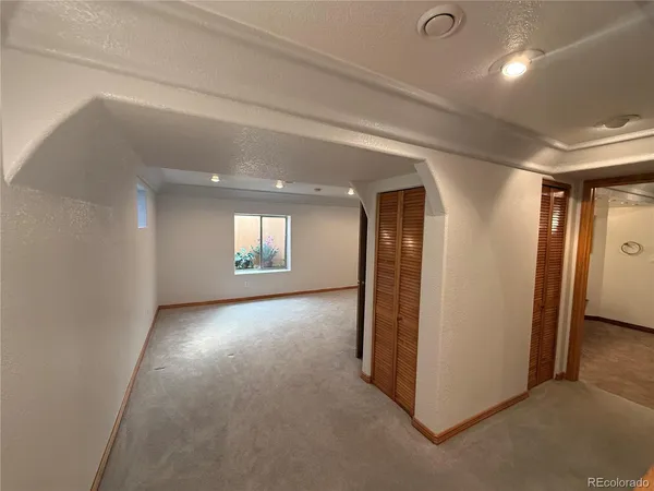 a view of a room with racks on the wall