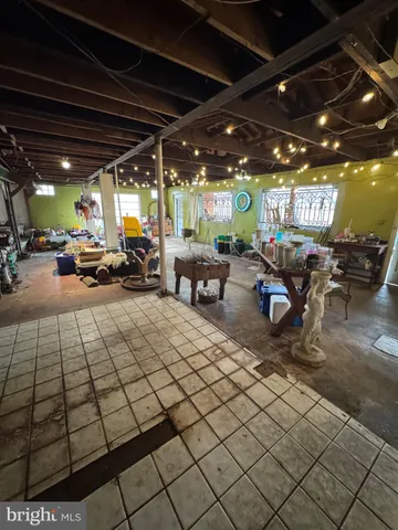 a view of a garage with furniture