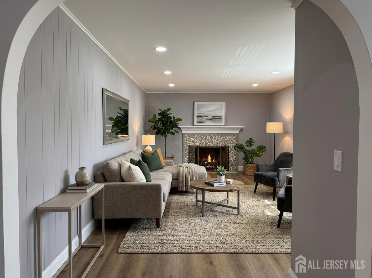 53 North Post Road West Windsor, NJ 08550 - Photo 9 of 36 a living room with furniture and a fireplace