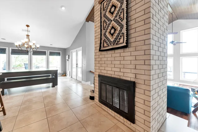 a large kitchen with cabinets